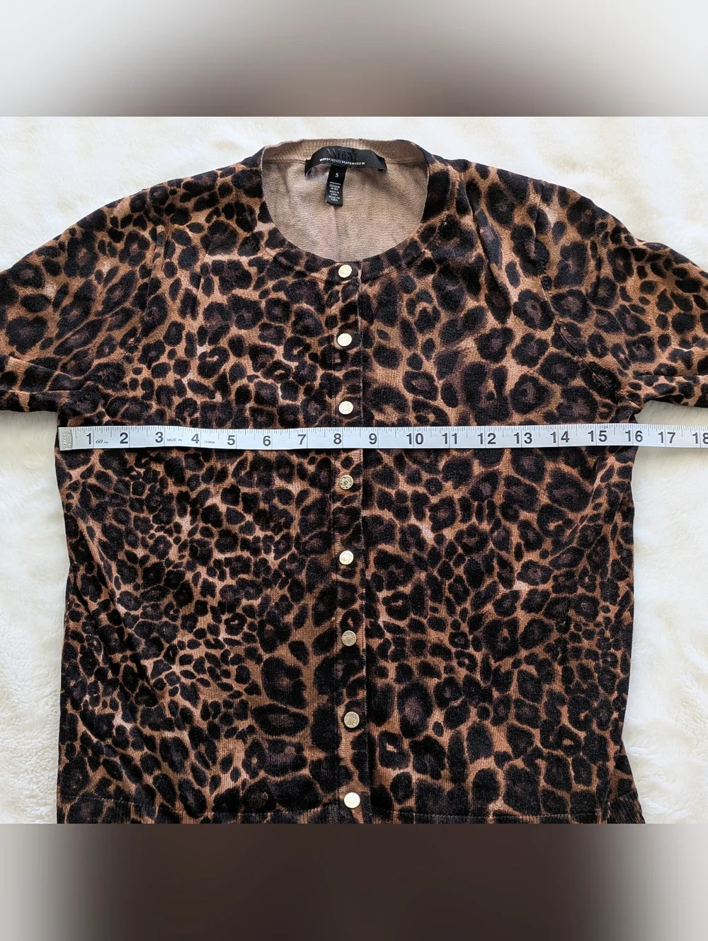 NWOT White House Black Market Leopard Print Crewneck Long Sleeve Cardigan Size S - Picture 6 of 10